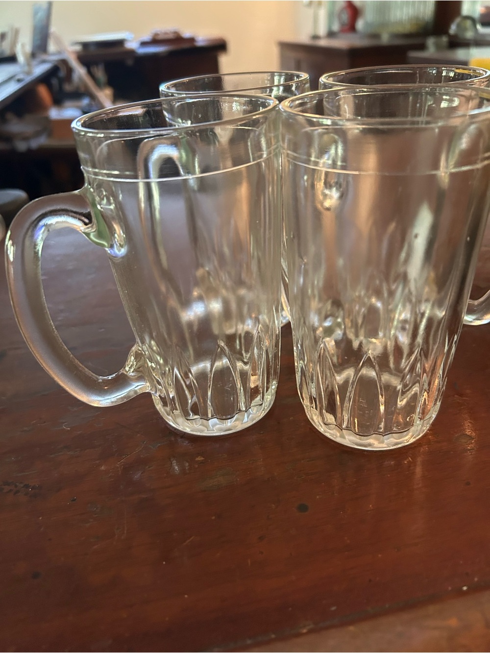 Vintage Hazel Atlas Clear Glass Root Beer Mugs - Set of 4